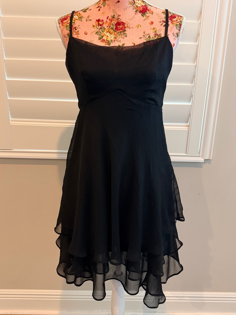 Black Chiffon Spaghetti-Strap Dress